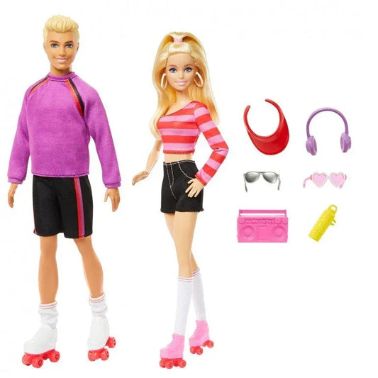 Barbie Fashionistas Set with 2 Fashion Dolls & 6 Accessories, Ken Roller-Skating Fashion Dolls, 65th Anniversary Collectible - Jaiman Toys