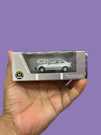 Para64 – 1999 Honda Civic Si EM1 Vogue Silver Metallic | 1:64 Scale Diecast Car - Jaiman Toys
