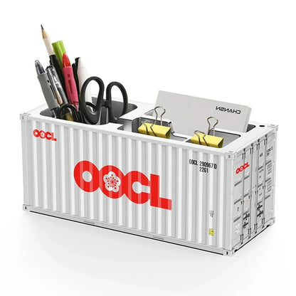 Shipping Container Style Pen Holder – Creative Desk Organizer with Open Top Storage | Industrial Office & Study Table Accessory
