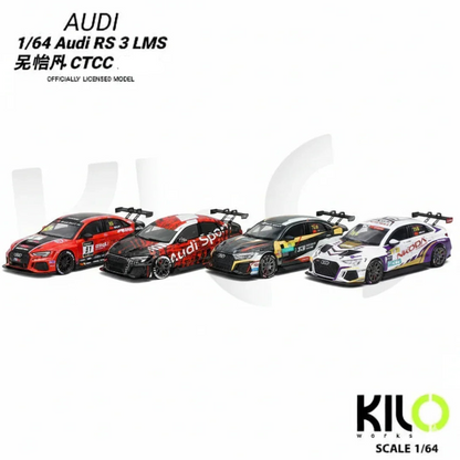 KILO 1:64 Works Audi RS3 LMS TCR 2021  Die-Cast Race Car | 4 Livery Versions | Official Licensed