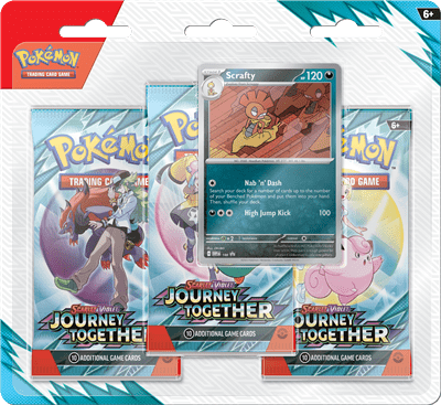 Pokémon Cards Scrafty 120 Scarlet & Violet Journey Together 3-Pack Booster Blister | Trading Card Game Set