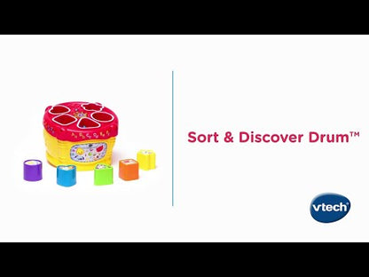 VTech Sort and Discover Drum, Yellow | Interactive Shape Sorter Learning Drum with Lights, Music & Educational Play