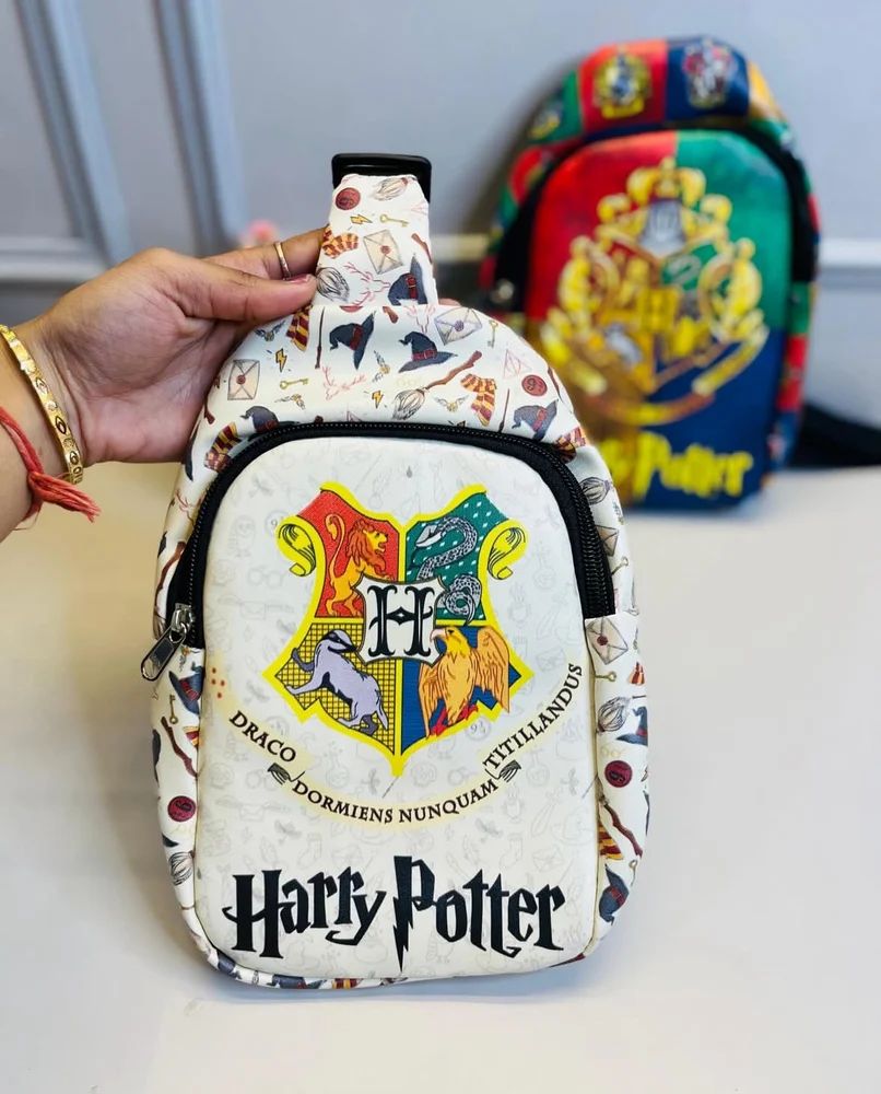 Wizard Theme Kids Sling Bag 24cm – Cartoon Crest Crossbody Chest Bag for Kids Travel & School
