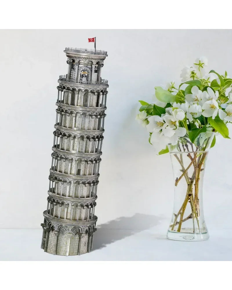 Piececool 3D Metal Puzzle Leaning Tower of Pisa Architecture Model – 127 Pieces – Difficulty Level 4 – Stainless Steel DIY Model Kit- Age 14+