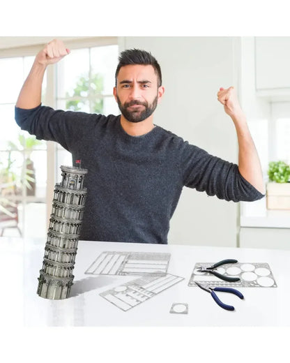 Piececool 3D Metal Puzzle Leaning Tower of Pisa Architecture Model – 127 Pieces – Difficulty Level 4 – Stainless Steel DIY Model Kit- Age 14+