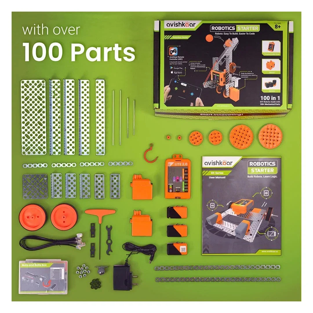 Avishkaar Robotics Starter Kit | 100-in-1 STEM Robotics & Coding Kit for Ages 8+