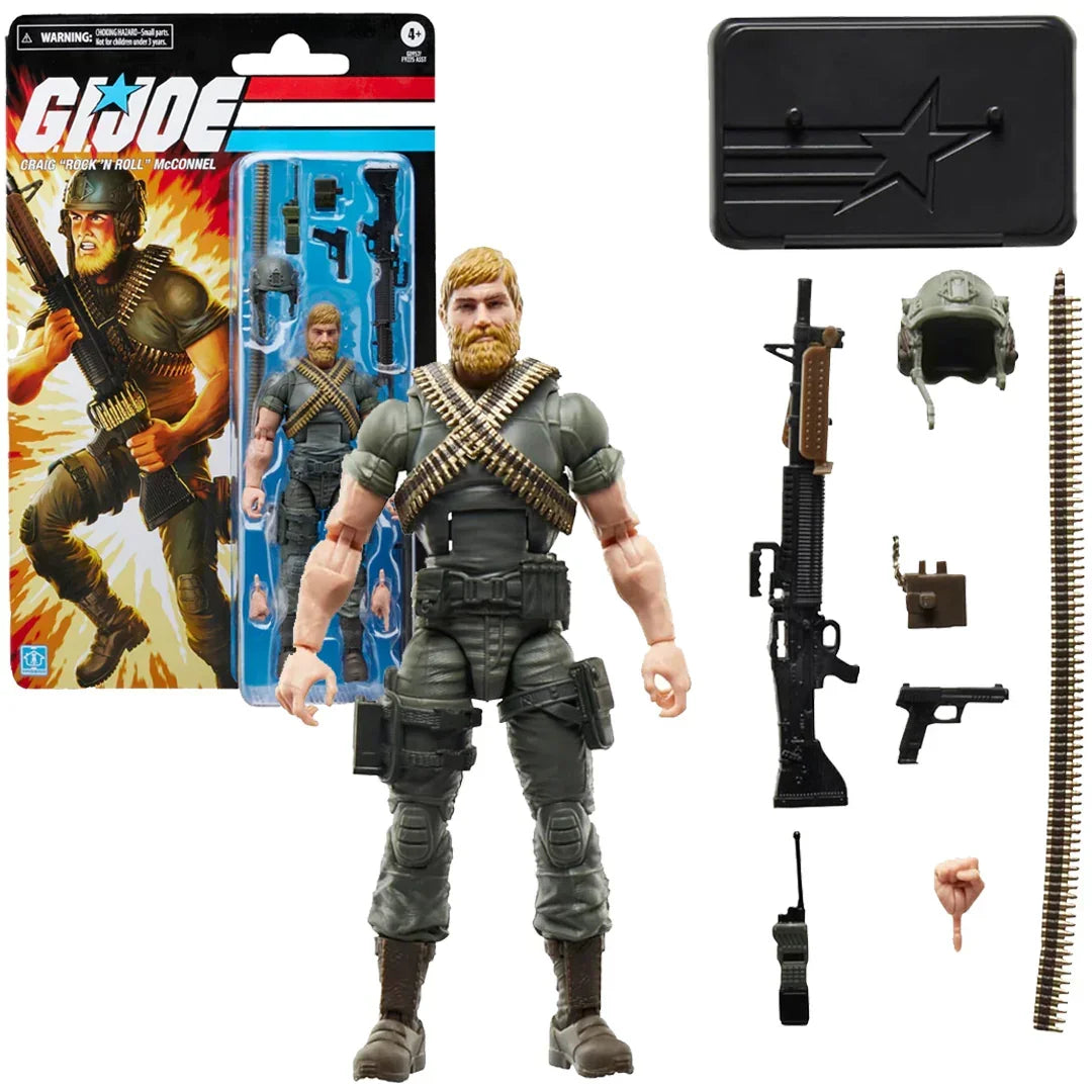 G.I. Joe Classified Series Retro Cardback Craig “Rock ’N Roll” McConnel 6-Inch Action Figure with 9 Accessories - Jaiman Toys