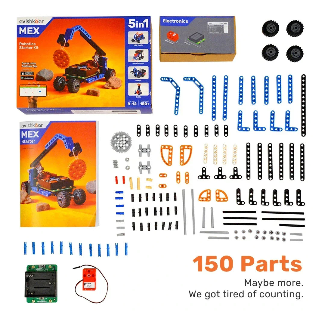 MEX 5-in-1 Robotics Starter Kit for Kids | DIY STEM Educational Toy with App Control (Ages 8–12)
