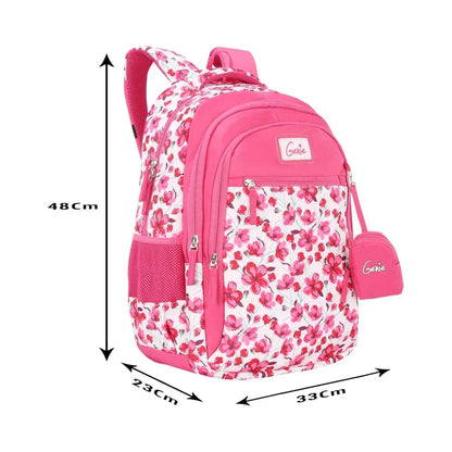 Genie Camellia 15-Inch Waterproof School Backpack – Pink | Lightweight, Stylish & Durable - Jaiman Toys