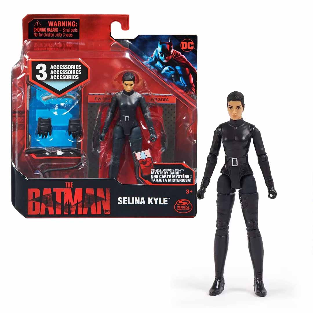 (Creased Pack) Spin Master DC The Batman Selina Kyle (Catwoman) 4-Inch Action Figure with 3 Accessories & Mystery Card