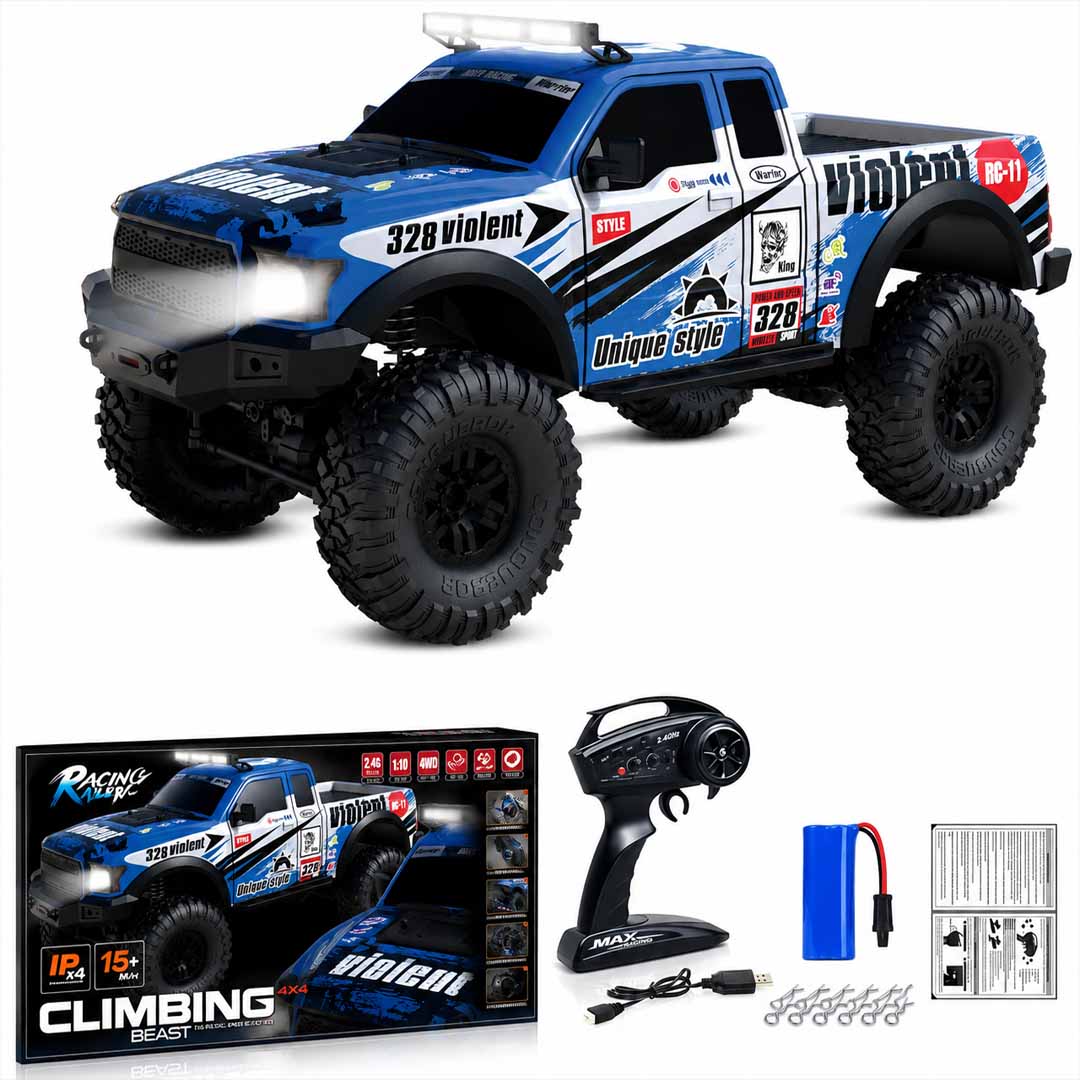 HB Toys Climbing Beast RC-11 1:10 Scale 4x4 Off-Road Remote Control Monster Truck | Blue Edition