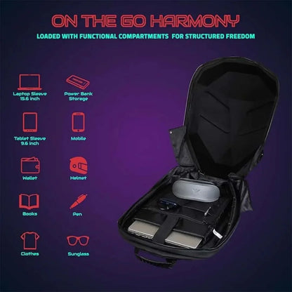 Hookaba Eye Rover LED Biker Backpack – Hard Shell, Waterproof, 15.6” Laptop - Black - Jaiman Toys