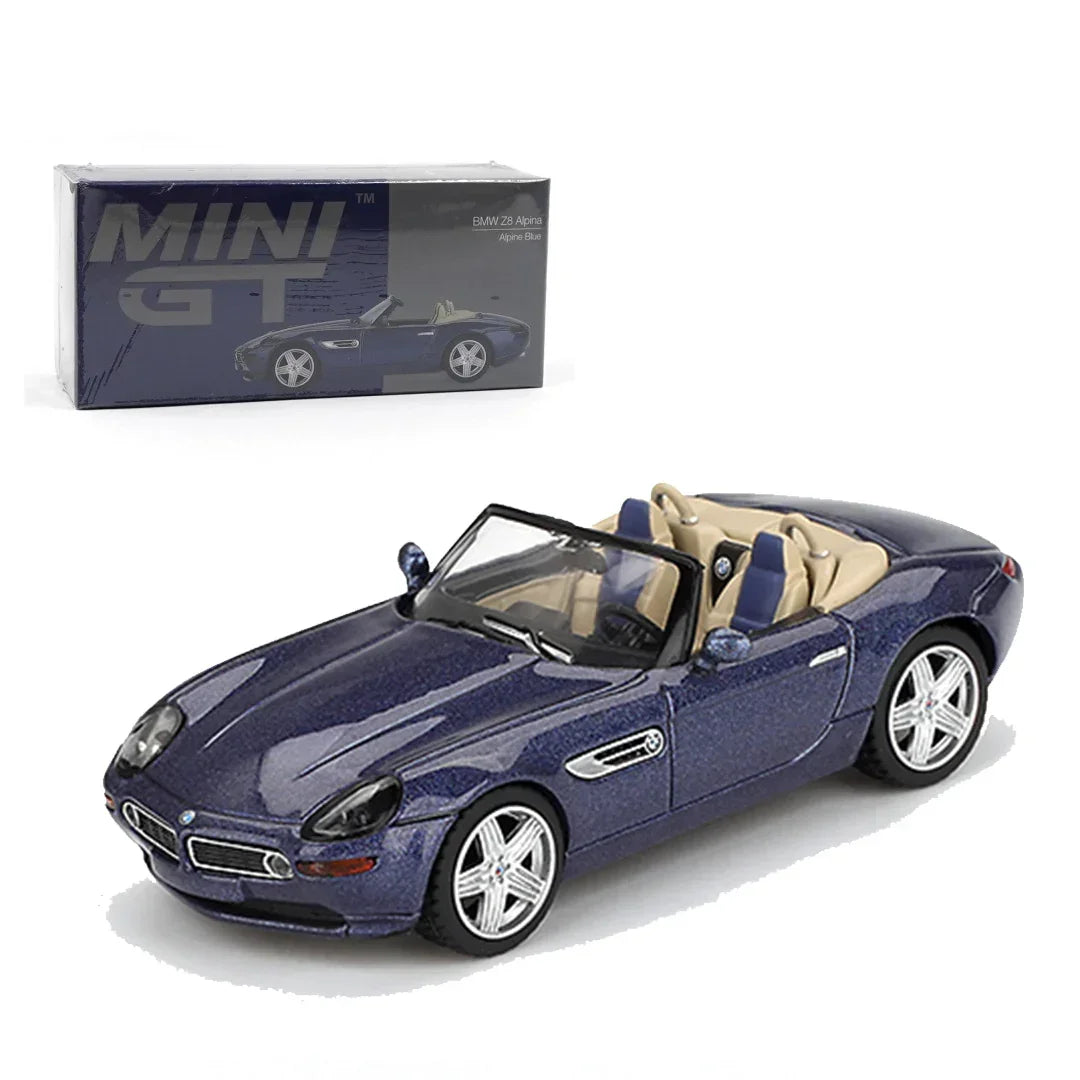 Mini GT 1:64 Aston Martin AMR24 #14 Fernando Alonso F1 2024 + BMW Z8 Alpina Diecast Combo