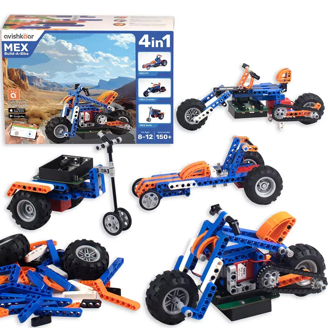 Avishkaar MEX Build-a-Bike Kit | 4-in-1 DIY STEM Bike & Car Kit | Ages 8+