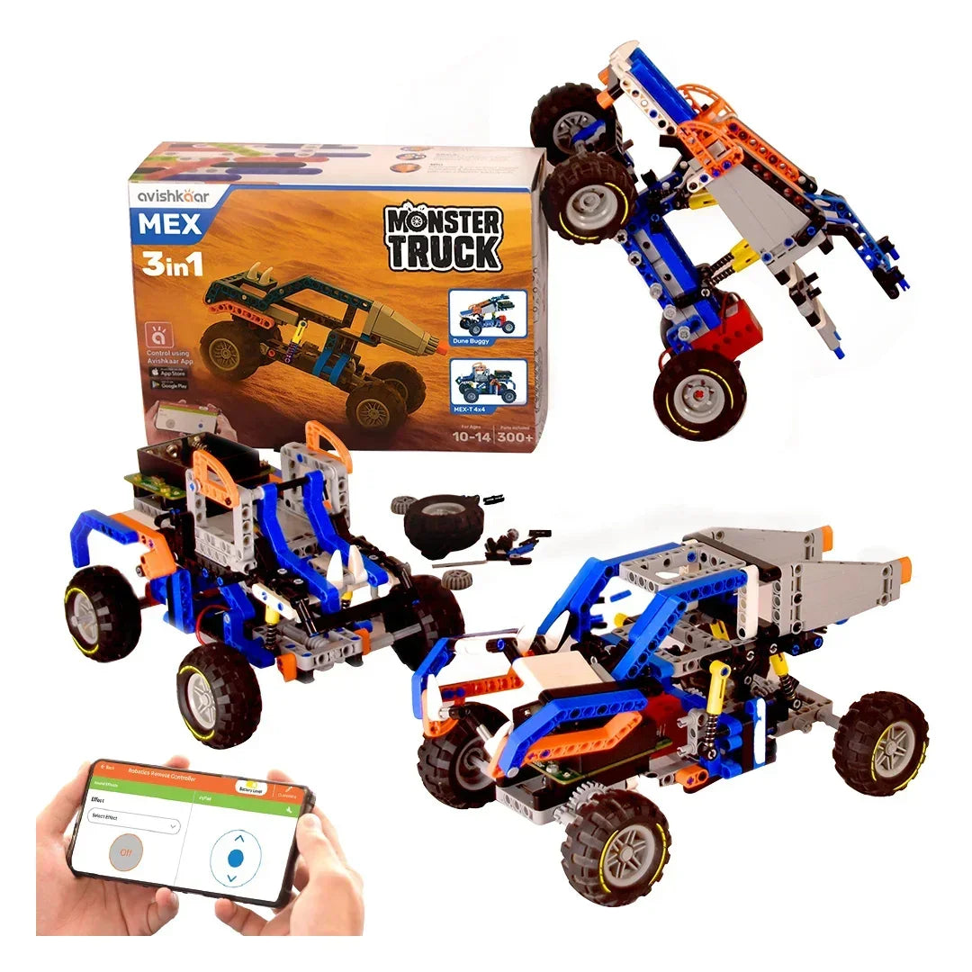 Avishkaar MEX 3-in-1 Monster Truck | Build, Code & Drive STEM Kit Ages 10-14