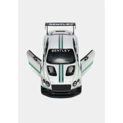 KiNSMART 2018 Bentley Continental GT3 – 1:38 Scale Die-Cast Model Car – Pullback Action Collectible - Silver - Jaiman Toys