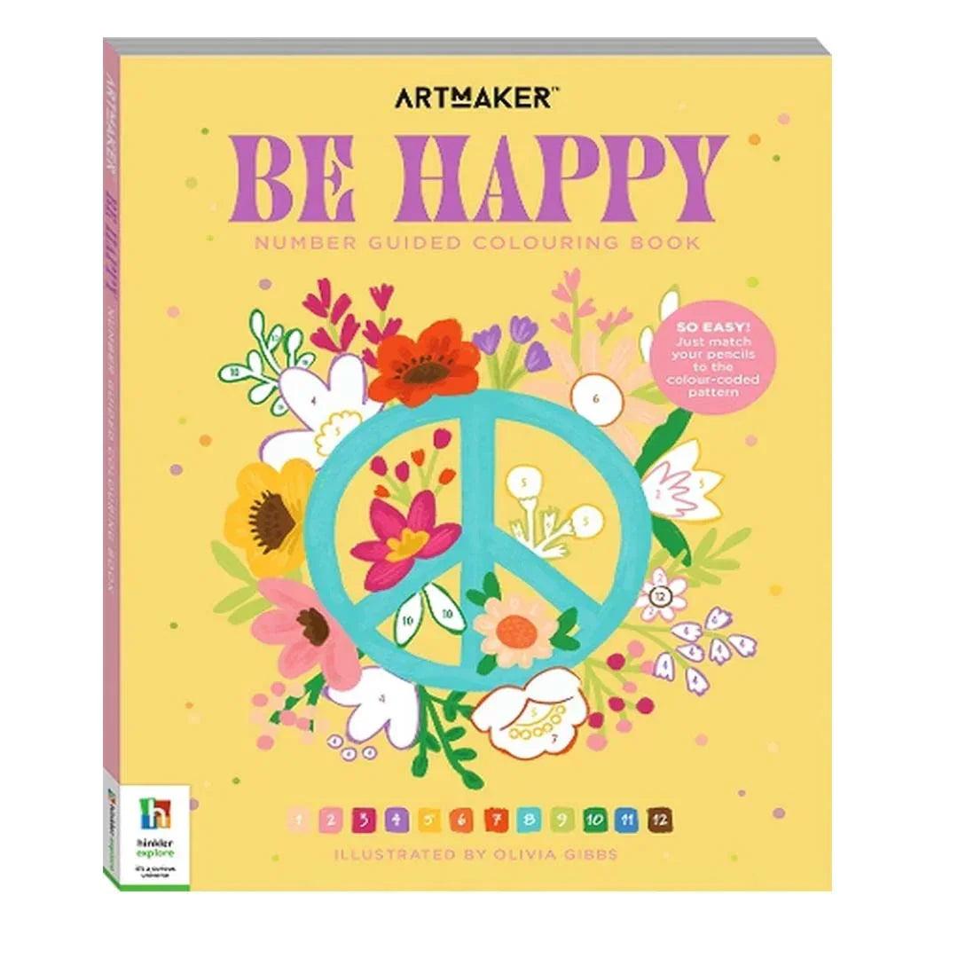 Number Guided Colouring Book: Be Happy – Color Your Way to Joy! (By Hinkler) - Jaiman Toys