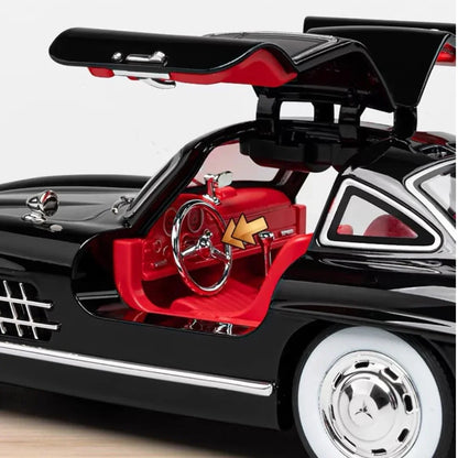 1:24 Mercedes-Benz 300SL Die-Cast Alloy Model Car – Pull Back Sports Car Toy with Openable Doors, Light & Music (Green) - Jaiman Toys
