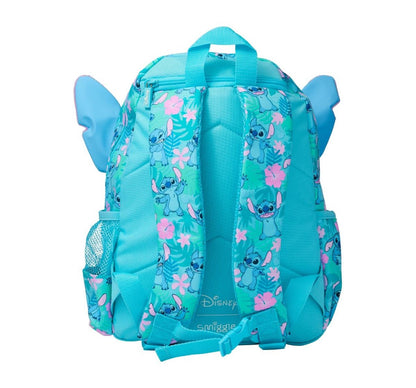 Smiggle Disney Stitch Backpack 32cm with 3D Ears, Front Zip Pocket & Side Bottle Pockets – Blue