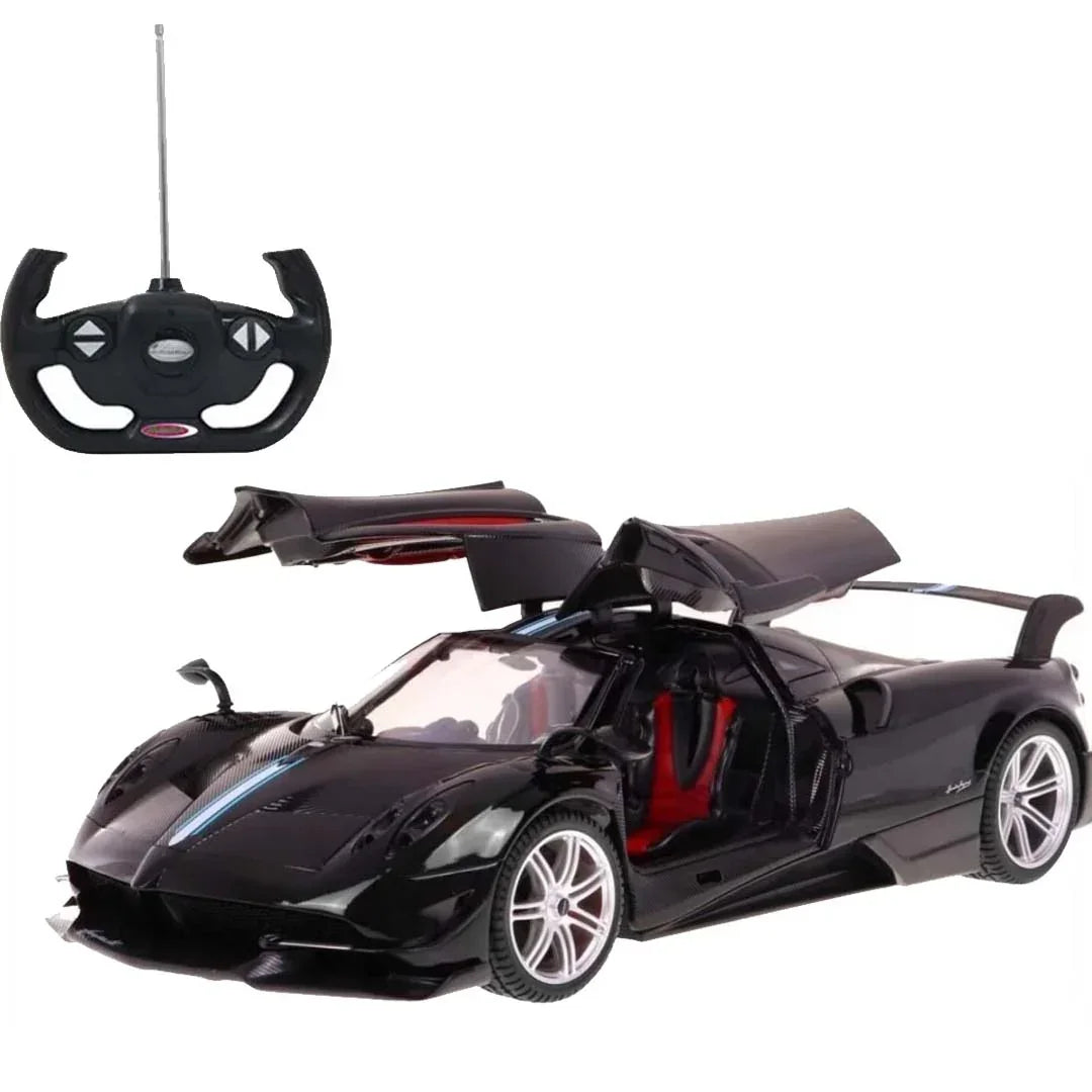 RASTAR 1:14 Scale Pagani Huayra BC Remote Control Car – Officially Licensed RC Supercar with Functional Gullwing Doors, LED Lights & 2.4GHz Precision Control (Black) - Jaiman Toys