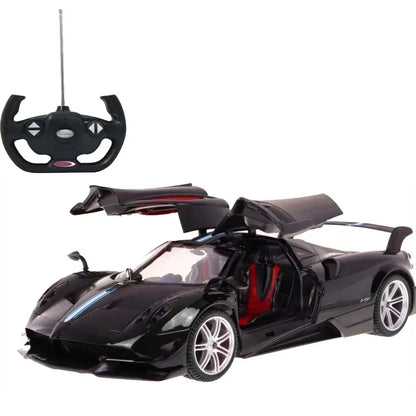 RASTAR 1:14 Scale Pagani Huayra BC Remote Control Car – Officially Licensed RC Supercar with Functional Gullwing Doors, LED Lights & 2.4GHz Precision Control (Black) - Jaiman Toys