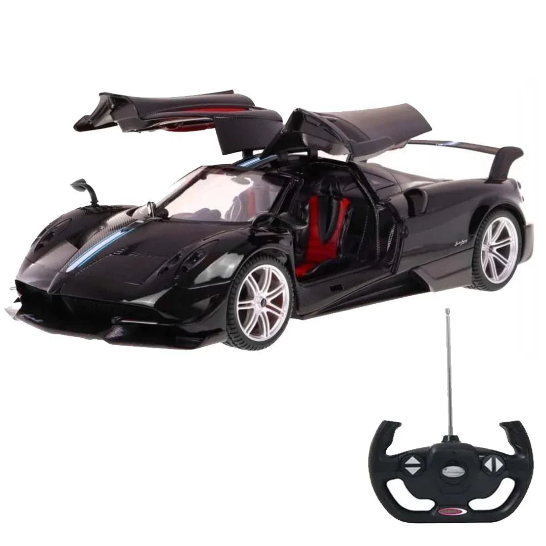 RASTAR 1:14 Scale Pagani Huayra BC Remote Control Car – Officially Licensed RC Supercar with Functional Gullwing Doors, LED Lights & 2.4GHz Precision Control (Black) - Jaiman Toys