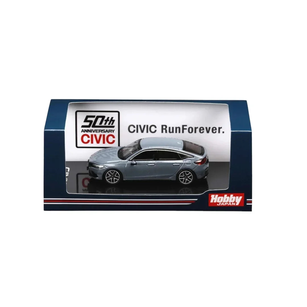 1:64 Hobby Japan HJ641046LGY Honda CIVIC (FL1) LX Sonic Gray Pearl Civic 50 Anniversary Run Forever Diecast Scale Model Car - Jaiman Toys