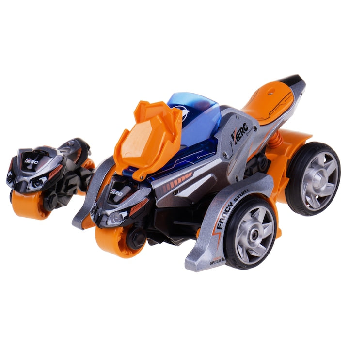 Max Catapult Car 2-in-1 Die Cast Transform Bike Toy – Push & Launch Action Vehicle for Kids (Orange Edition, 3+ Years)