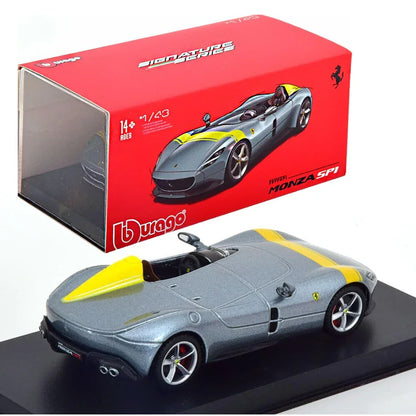 Bburago - 1/43 Scale Model Compatible with Ferrari Monza SP-1 2024 Signature Series Sports Car Model (Silver) Age 14+ - Jaiman Toys