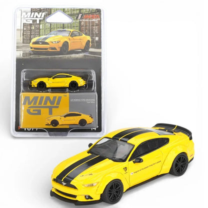 Mini GT  LB-WORKS Ford Mustang – Triple Yellow MGT01077-BL+Jaguar C-X75 Black LHD Diecast Car Model