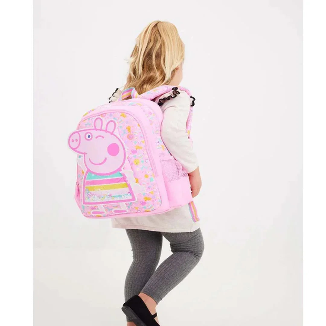 Smiggle School Bags: Peppa Pig Junior Character Backpack-Pink - Jaiman Toys