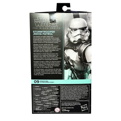 Star Wars Black Series Stormtrooper Jedha Patrol action figure box with character image and product details