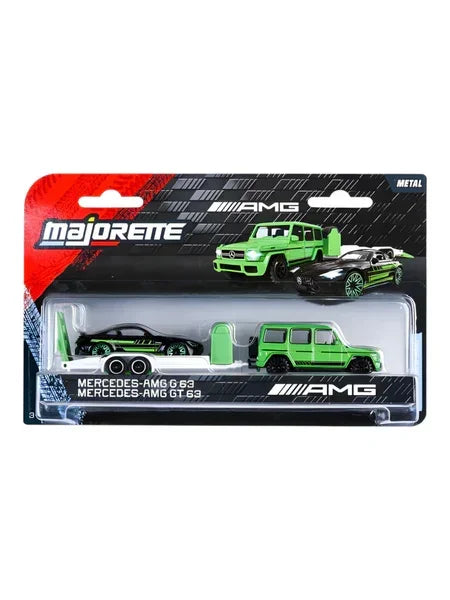 Majorette 1:64 Mercedes-AMG Deluxe Trailer G63 & GT63  Die-Cast Car Transporter Set
