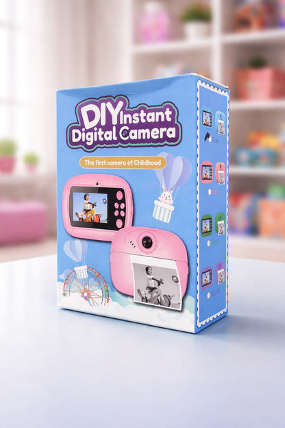 DIY Instant Print Camera for Kids – Thermal Ink-Free Printing Digital Camera with Paper Roll, Color Pens & USB Charging - 1 Pc