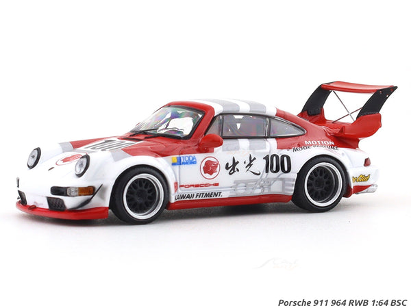 BSC 1:64 Porsche 911 (964) RWB Diecast Model Car – Liberty Walk Style Widebody Collectible with Display Case