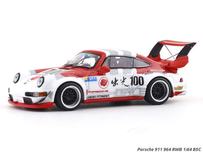 BSC 1:64 Porsche 911 (964) RWB Diecast Model Car – Liberty Walk Style Widebody Collectible with Display Case