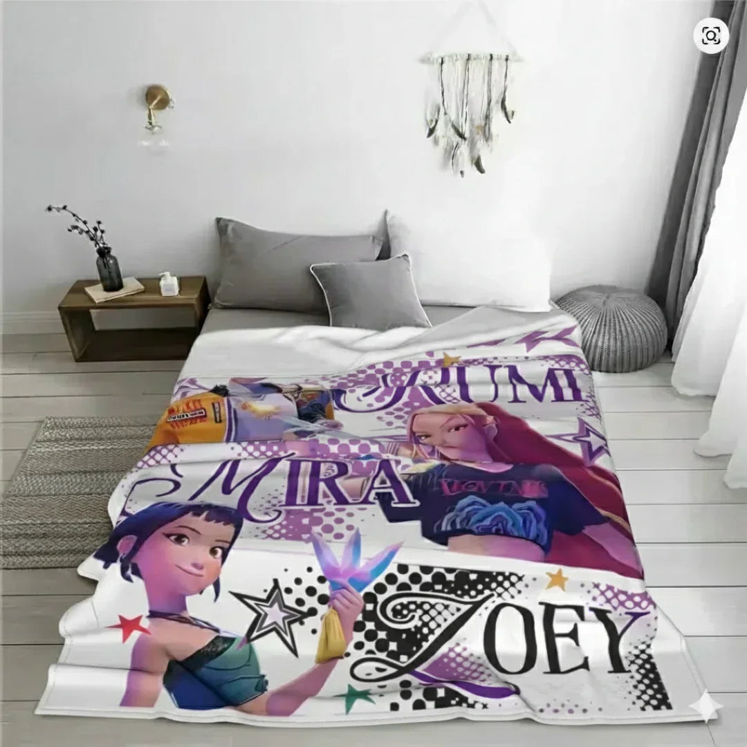 Kids Printed Blanket 150×200 cm | Extra-Large Soft & Cozy K-Pop Demon Hunters Design Huntrix  Blanket