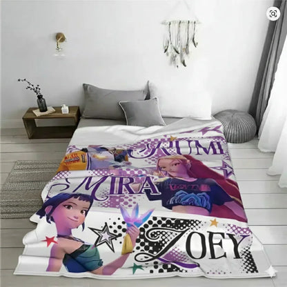 Kids Printed Blanket 150×200 cm | Extra-Large Soft & Cozy K-Pop Demon Hunters Design Huntrix  Blanket