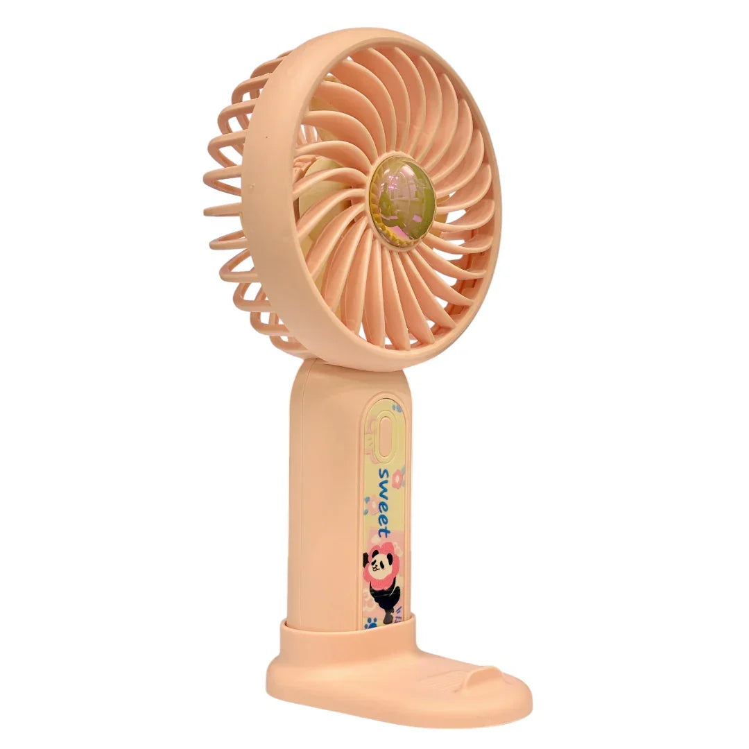 Mint Milk Peach Desktop Fan Mini Handheld Small Fan for Home, School USB Rechargeable & Portable Fan (Pink) - Jaiman Toys