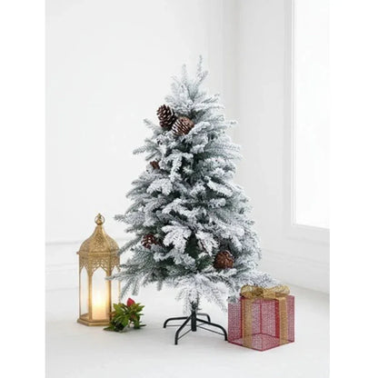 SWEN Eaton 4-Feet Christmas Tree with Frosted Tips & Pine Cones | Snow-Kissed Decorative Holiday Tree