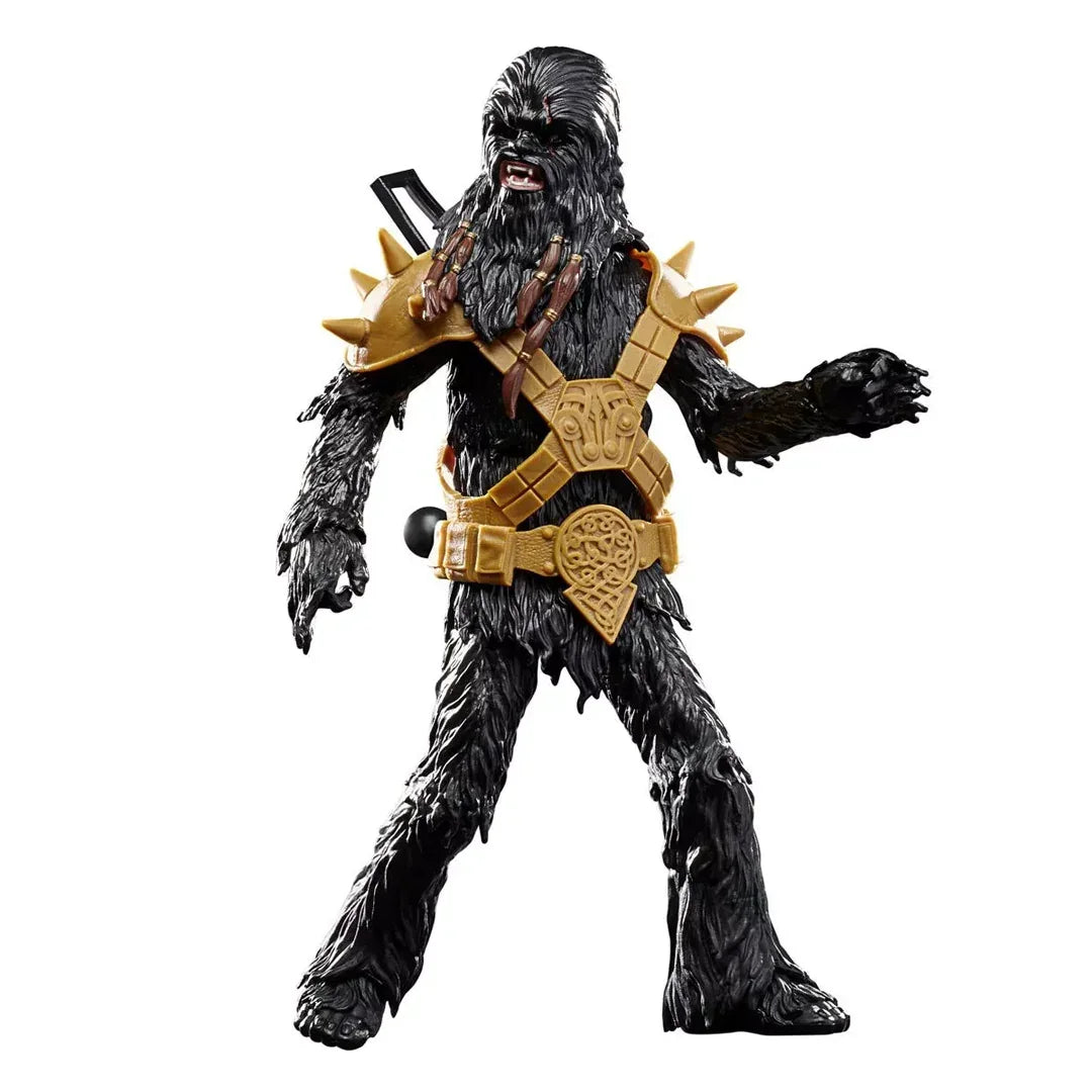 Black Wookiee action figure with gold armor, collectible toy for kids and collectors