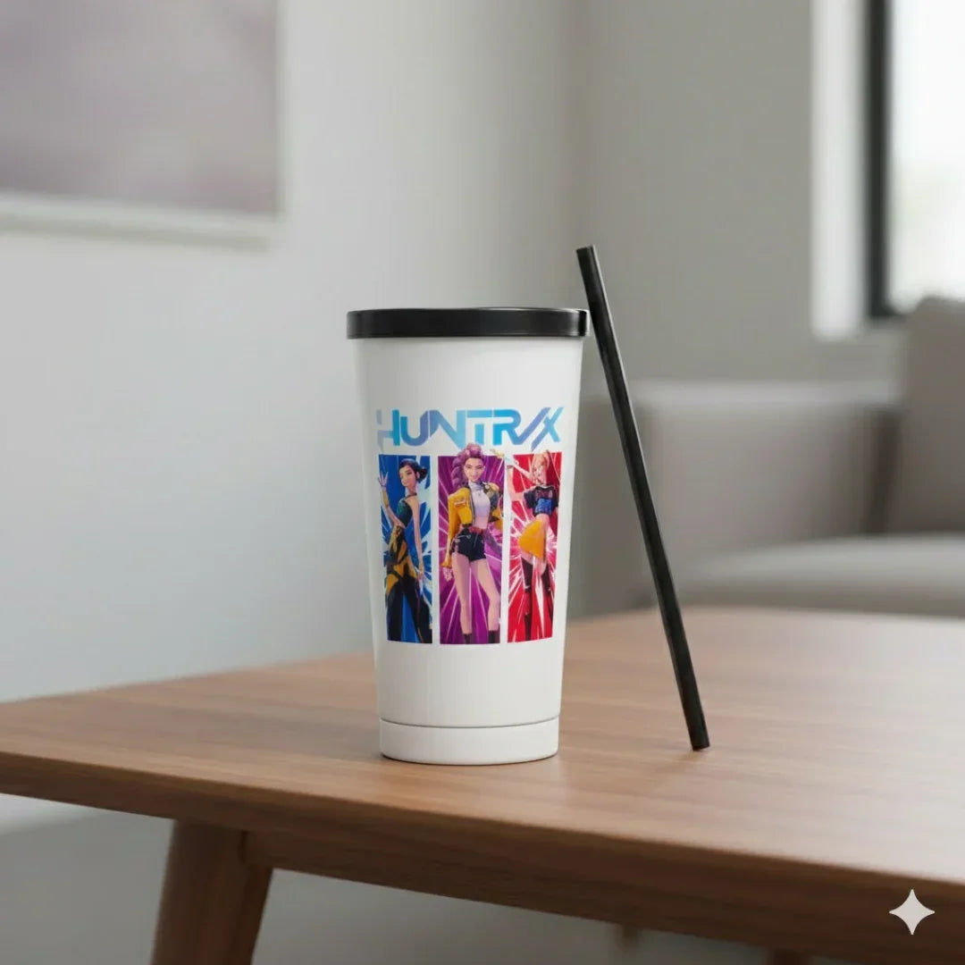K-Pop Huntrix  700ml Stainless Steel Tumbler Sipper Water Bottle With Straw | Leak-Resistant Travel Cup