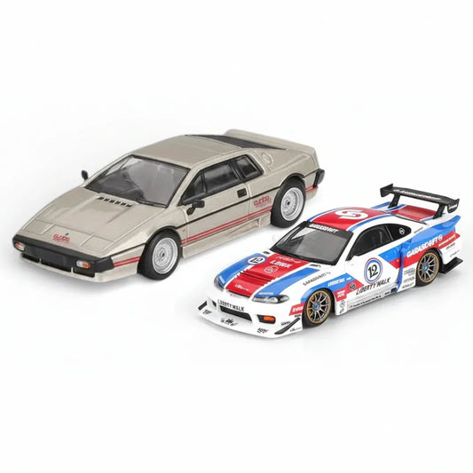 Mini GT 1:64 Scale Lotus Esprit Turbo + Nissan LBWK S15 Silvia GARASIDRIFT 2025  Die-Cast Model Car | Classic Sports Car | Collector Edition