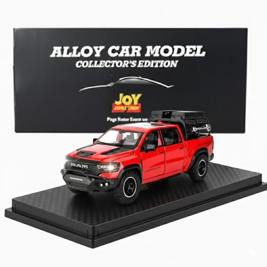 JOY JUNCTION 1:32 RAM Mammoth Pickup Truck Diecast Model – Alloy Metal Pullback Car with Openable Doors | Collector’s Edition