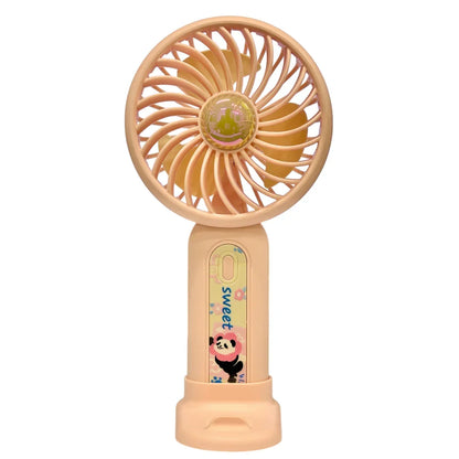 Mint Milk Peach Desktop Fan Mini Handheld Small Fan for Home, School USB Rechargeable & Portable Fan (Pink) - Jaiman Toys