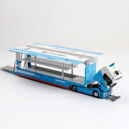 Maxwell 1:64 Scania S730 V8 Hyundai Transport Truck Die-Cast Model | Premium Car Carrier Trailer