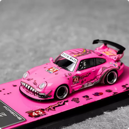 Flame 1:64 Porsche 911 (993) RWB Dinosaur Edition Die-Cast Model Car with Display Case | Premium Collectible | 2 Variants