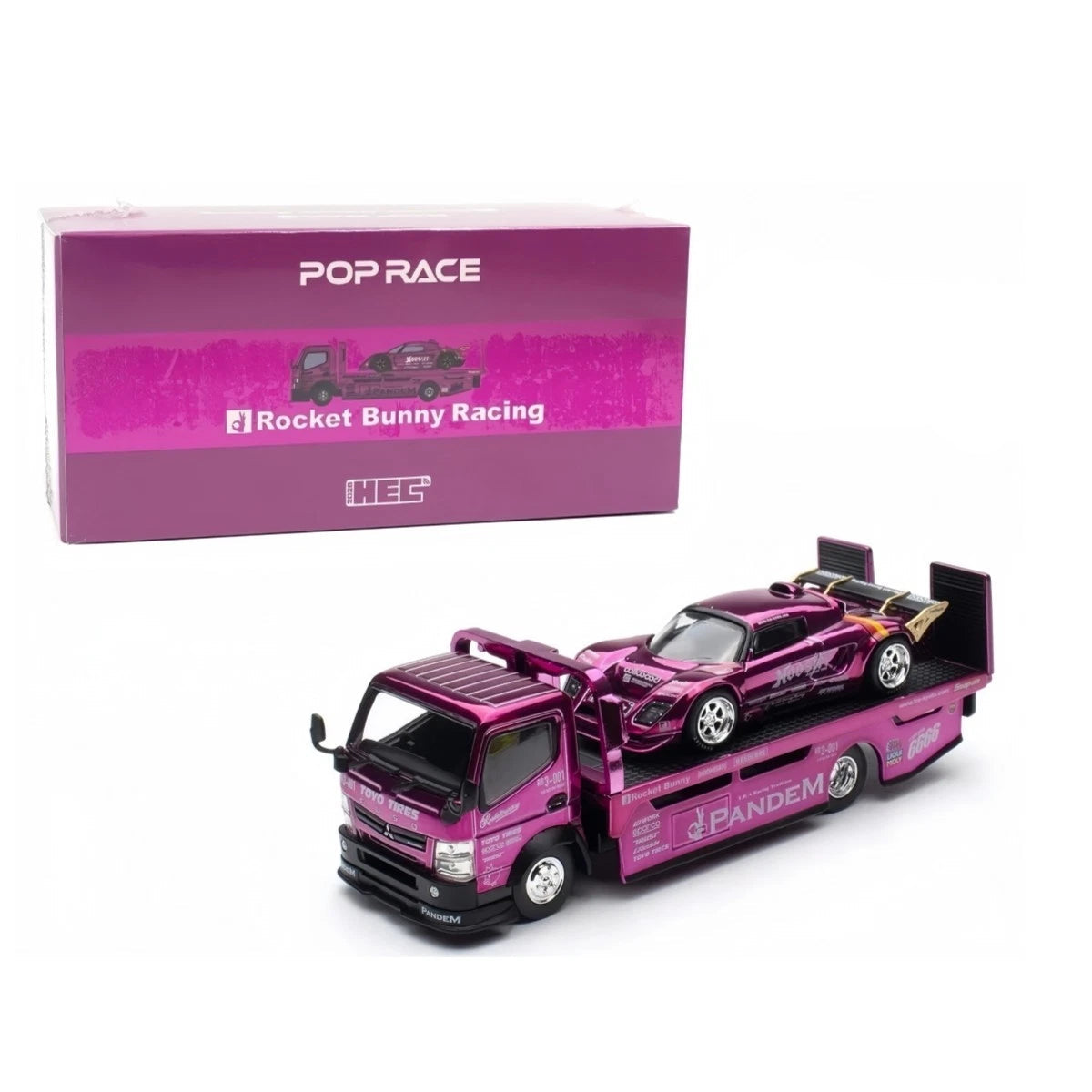 POP RACE 1:64 HEC 2026 RWB 930 & Pandem Fuso-300 Transporter Diecast Model Car Truck – Available in 2 Variants