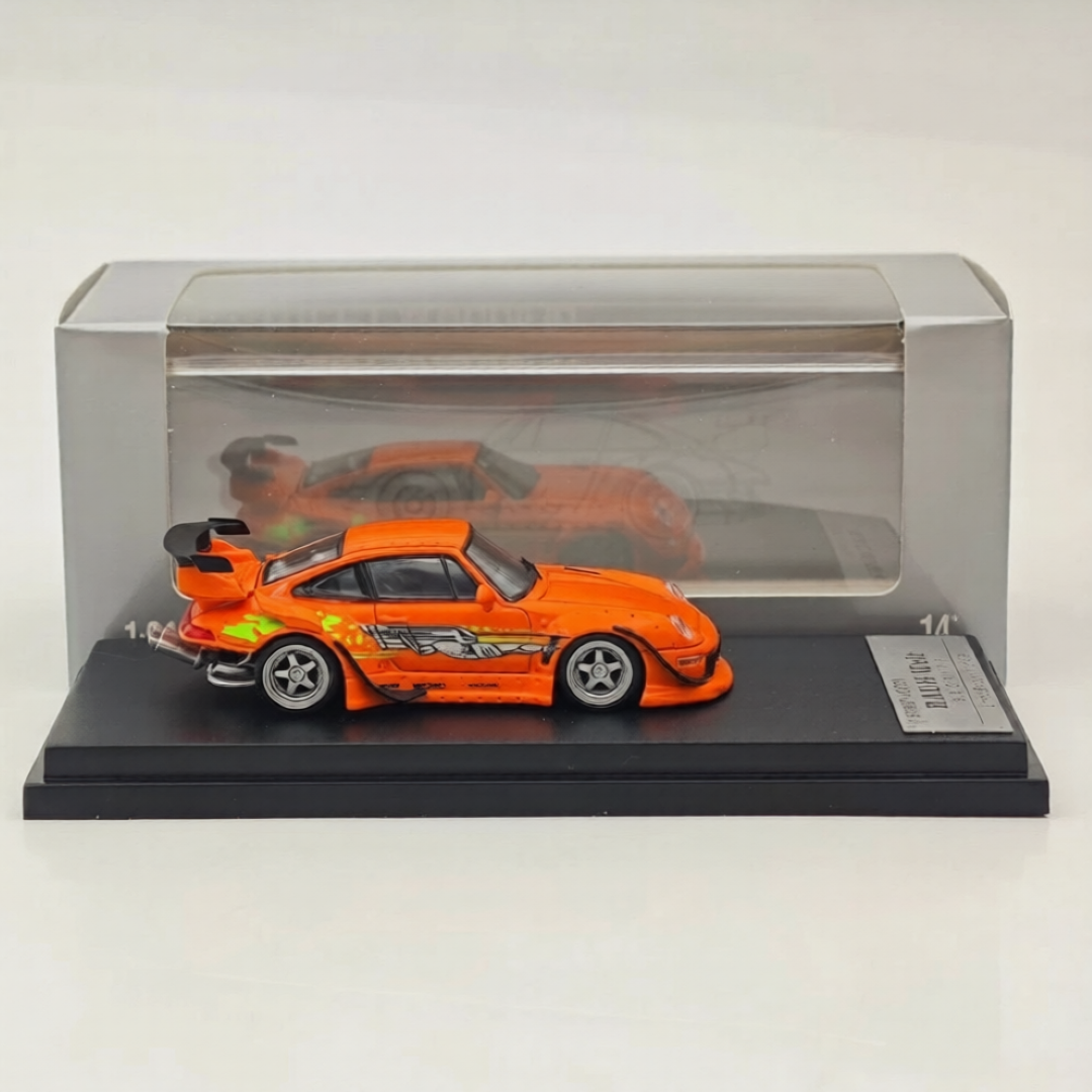 Street Warrior 1:64 Porsche RWB 993 High Tail Orange Die-Cast Model Car | Fast & Furious Inspired Widebody Collectible
