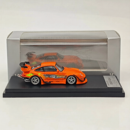 Street Warrior 1:64 Porsche RWB 993 High Tail Orange Die-Cast Model Car | Fast & Furious Inspired Widebody Collectible